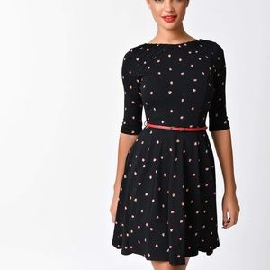 Unique Vintage Apple Knit Fit & Flare Dress